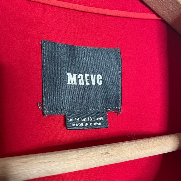 Anthropologie | Maeve Red De Stijl Half Button Up Long Sleeve Collared Blouse - Picture 6 of 7